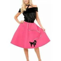 50s Black And Fuchsia Poodle Skirt For Adults
