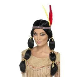 Smiffys American Indian Black Wig For Adults
