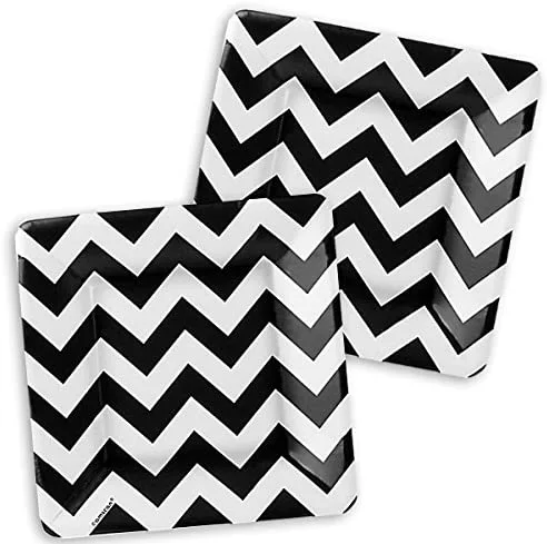 AMSCAN Black And White Chevron 10" Luncheon Plate - Pack Of 18 - Image 2