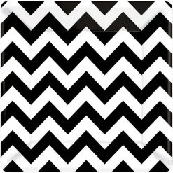 AMSCAN Black And White Chevron 10" Luncheon Plate - Pack Of 18