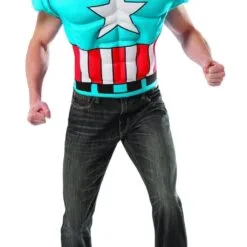 Captain America Muscle Chest Costume Top For Adults - Marvel Avengers