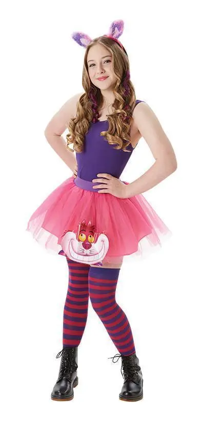 Cheshire Cat Tutu & Ears Set For Teens - Disney Alice In Wonderland