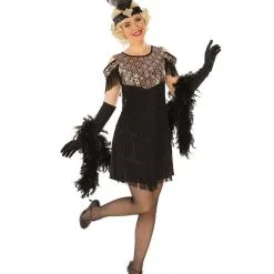 Fabulous Flapper Black & Gold Costume For Adults