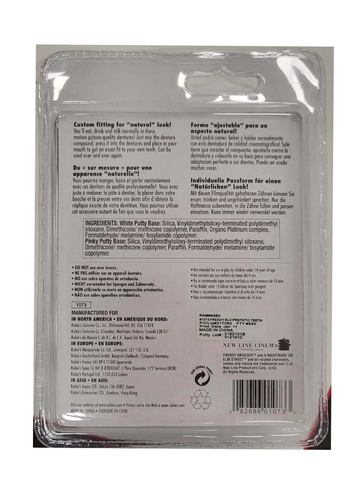 Freddy Krueger Deluxe Prosthetic Teeth - Warner Bros Nightmare On Elm St - Image 4