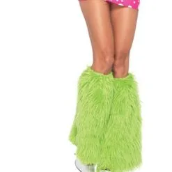LEG AVENUE Green Furry Leg Warmers For Adults