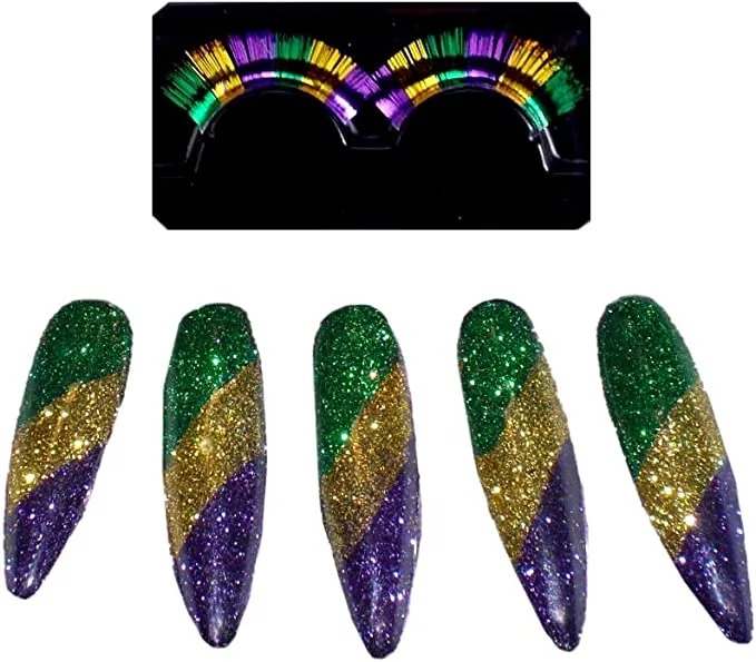 Mardi Gras Nails And Lashes Set - Image 2