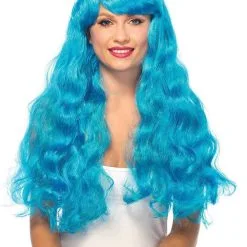 LEG AVENUE Neon Blue Starbright Long Wavy Wig For Adults