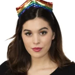 Pride Sequin Rainbow Tiara For Adults