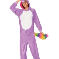 Purple Unicorn Hooded Onesie Costume For Adults
