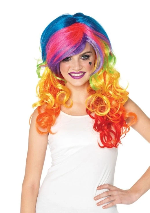 LEG AVENUE Rainbow Rocker Multicolour Wig For Adults - Image 2