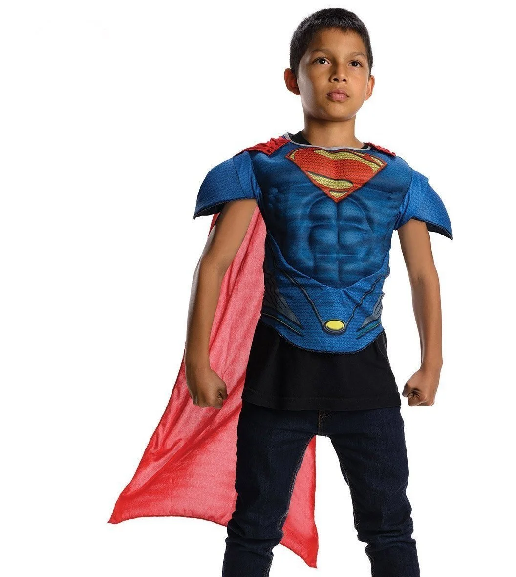 Superman Molded Muscle Chest Costume Top For Kids - Warner Bros DC Comics
