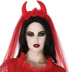 Villainous Veil Devil Horns Headpiece
