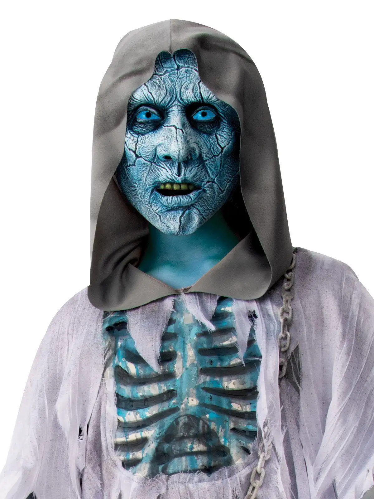 White Demon Hooded Robe Costume For Tweens - Image 2