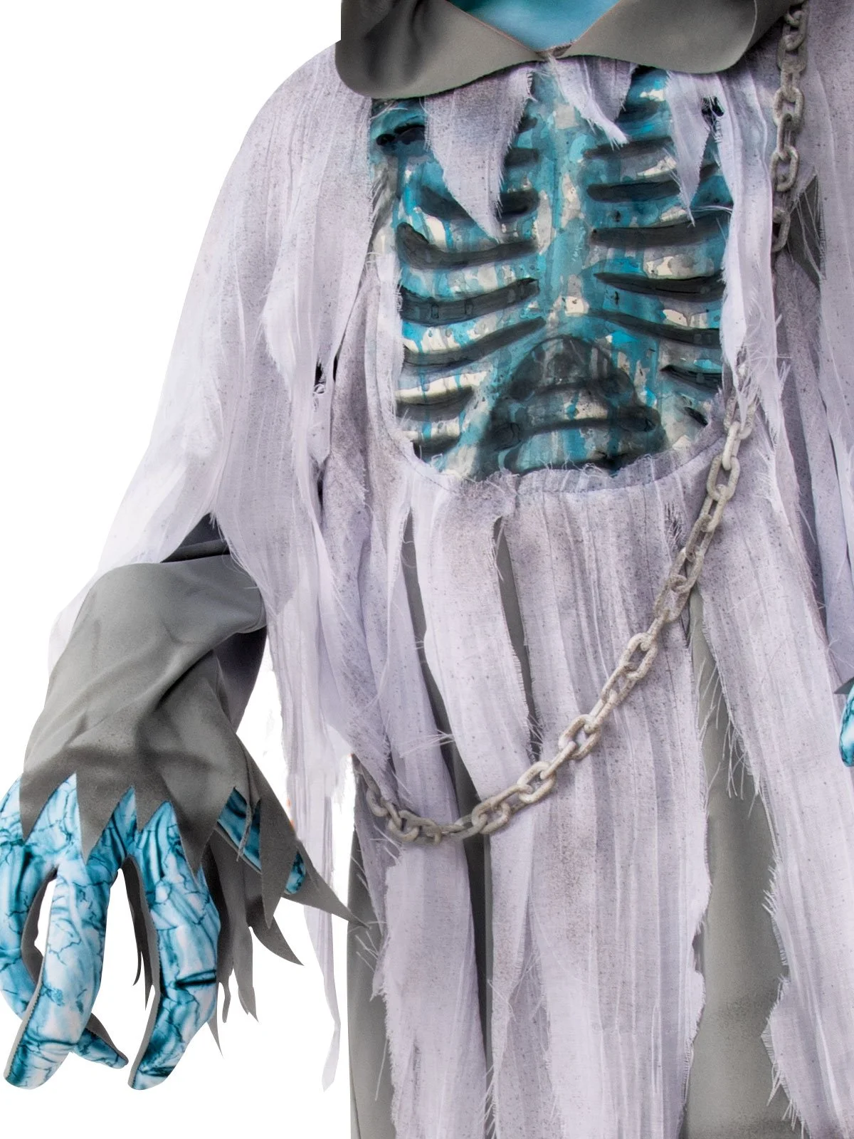 White Demon Hooded Robe Costume For Tweens - Image 3
