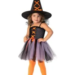 Witch Purple & Orange Costume For Toddlers & Kids