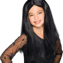 Witch's Long Black Wig For Kids