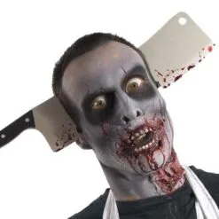Zombie Cleaver Through Head Accessory